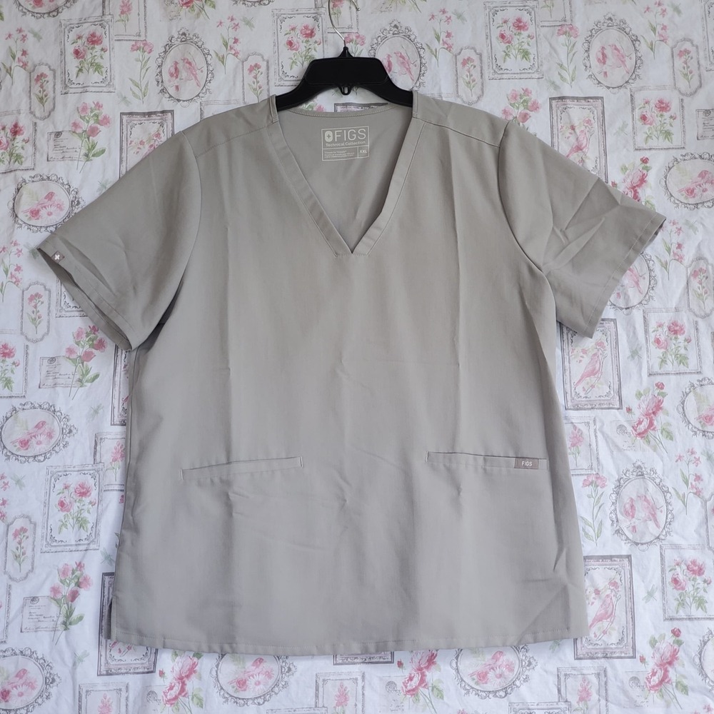Figs Scrub Top Womens XXL Gray Casma Three Pocket Nurse Hospital Uniform‎ Dr